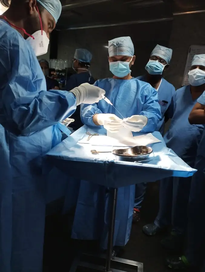 Dr Sudheer Moodadla and the surgical gastroenterology team operating at Yashoda Hospitals